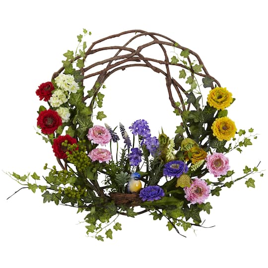 22&#x201D; Spring Floral Wreath